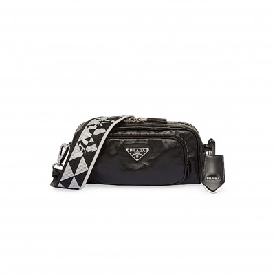 PRADA NAPPA ANTIQUE LEATHER MULTI-POCKET SHOULDER BAG 1BH198 (22*10.5*7cm) 
